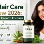 Yara Hair Care Review 2026 natural hair growth supplement bottle with healthy woman showing thicker stronger shinier hair