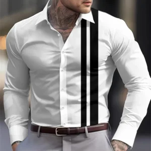 Contrast Color Triangle Collar Long Sleeve Shirt
