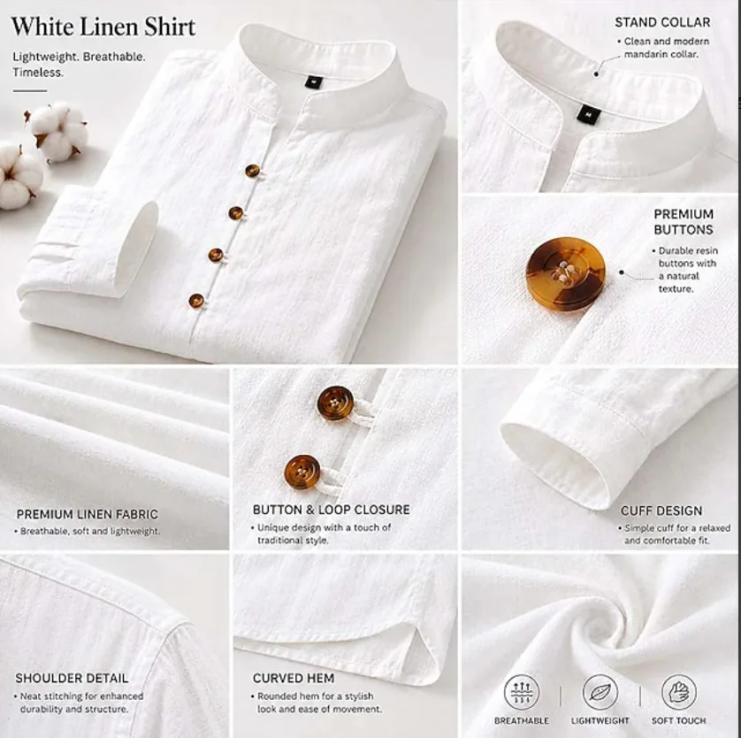 Men's Retro Stand-Neck Casual Loose-Fit Long-Sleeve Shirt - view 16