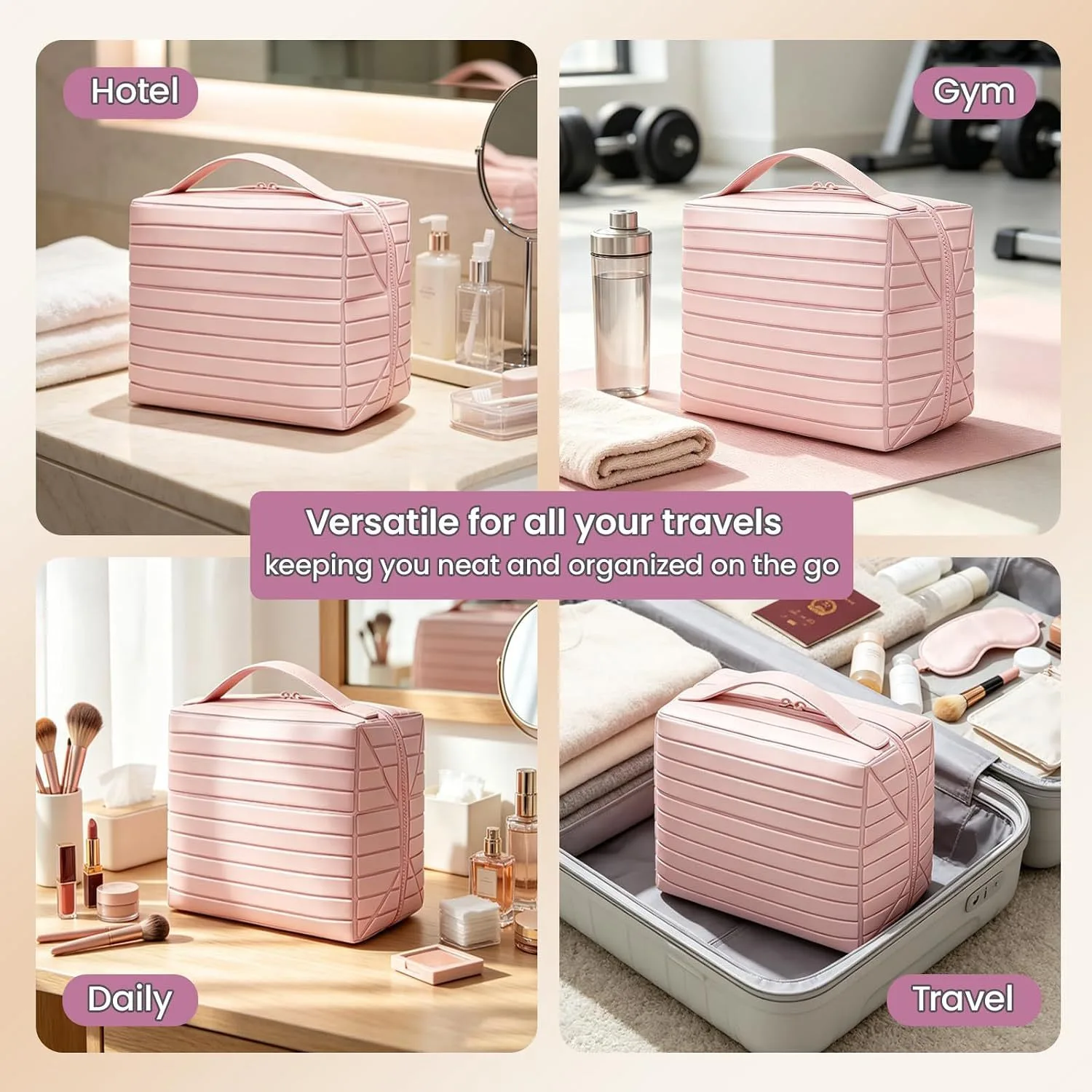 Foldable Standing Makeup Bag With Large Capacity And Multiple - view 2