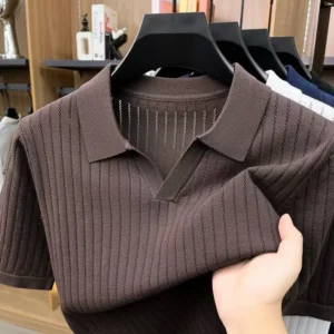 Men's Slim-fit Polo Shirt, Short-sleeve Knit T-shirt