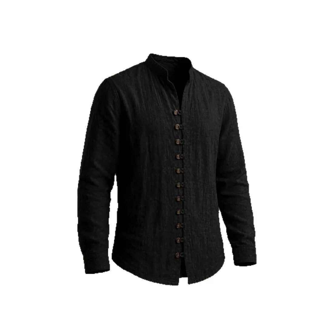 Men's Retro Stand-Neck Casual Loose-Fit Long-Sleeve Shirt - view 4