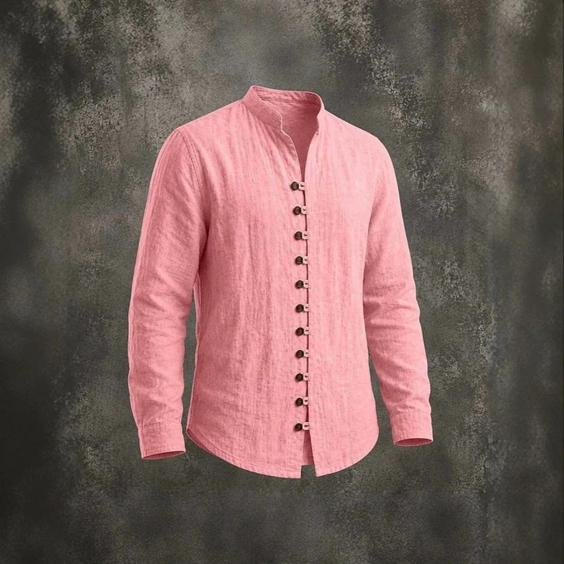 Men's Retro Stand-Neck Casual Loose-Fit Long-Sleeve Shirt - view 1