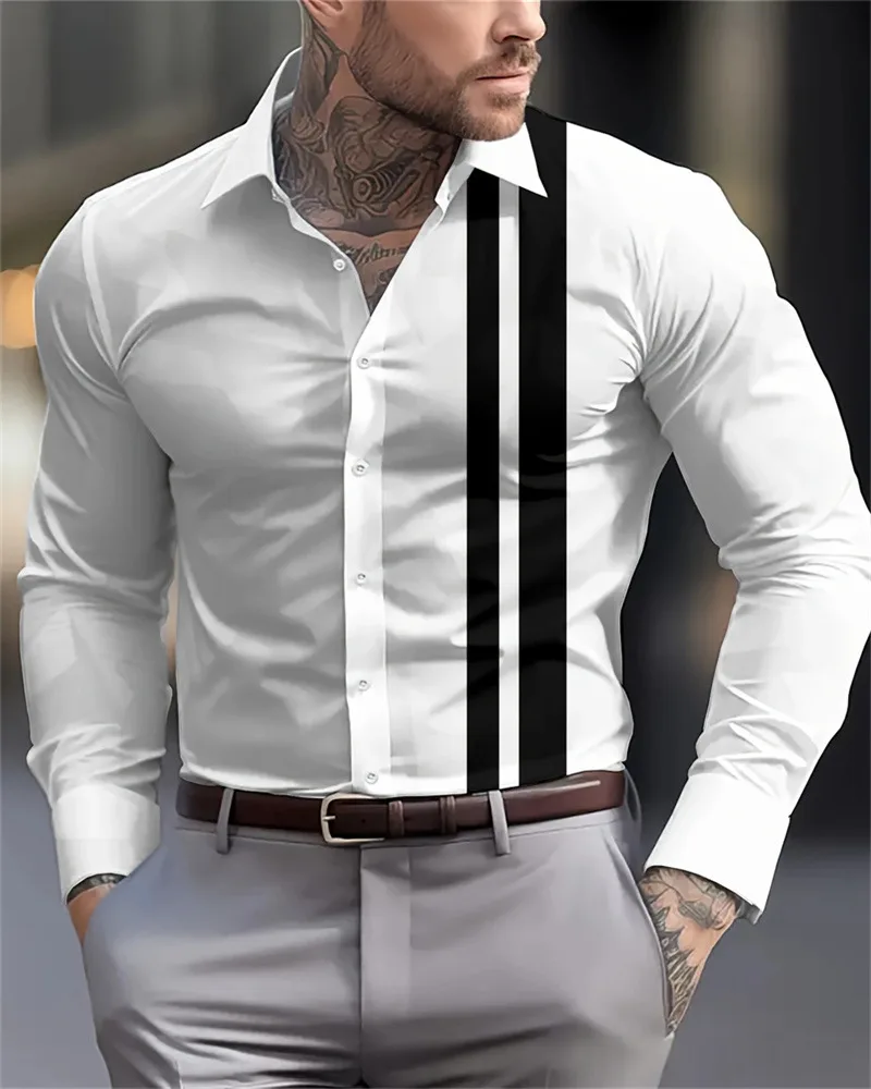 Contrast Color Triangle Collar Long Sleeve Shirt - view 16