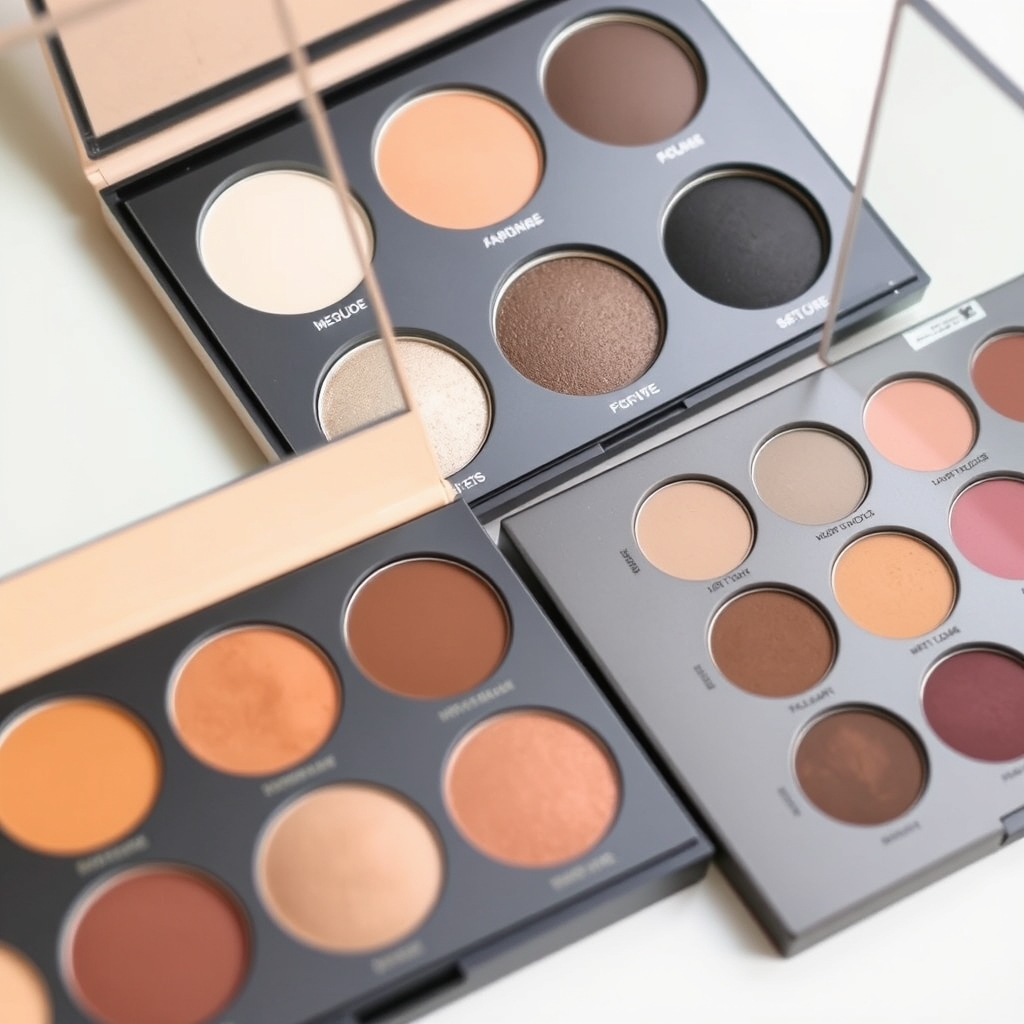 a makeup palette with neutral eyeshadows beside a comparable budget-friendly palette