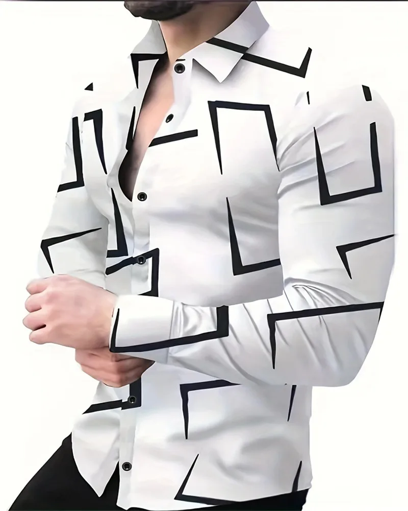 Contrast Color Triangle Collar Long Sleeve Shirt - view 15