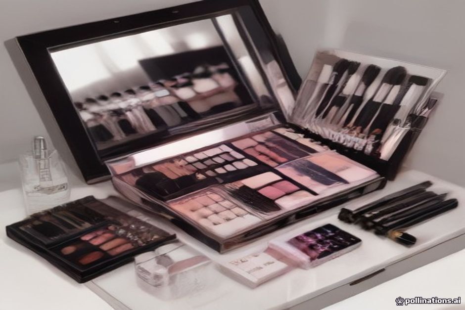 an assortment of drugstore eye makeup products spread on a vanity, including palettes, liners, and mascara