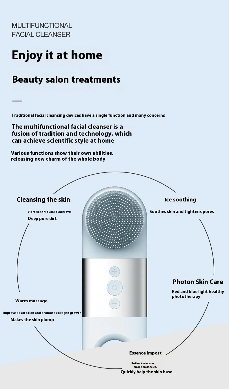 Silicone Ultrasonic Household Portable Charging Facial Cleaner Pore - view 17
