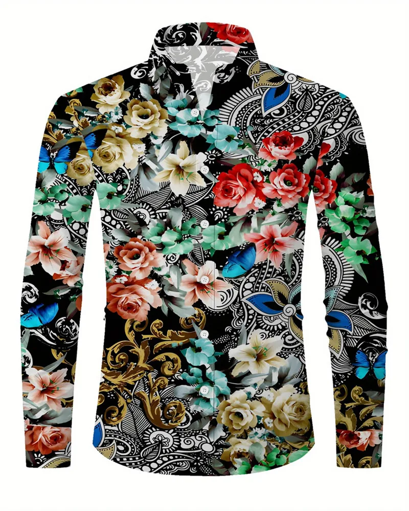 Contrast Color Triangle Collar Long Sleeve Shirt - view 18